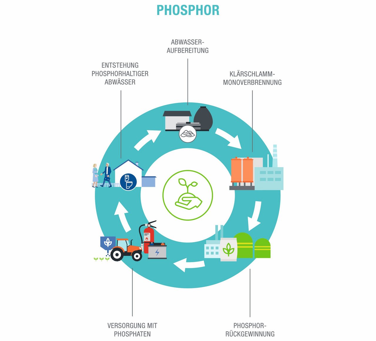 Abbildung eines Kreislaufs am Beispiel Phosphor