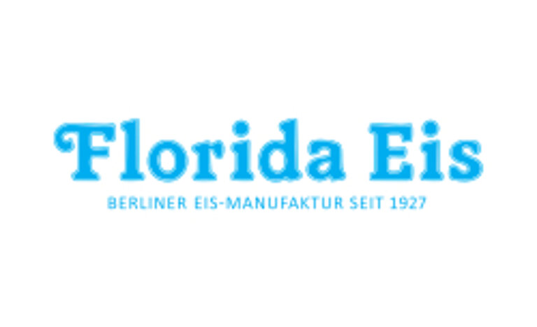 Logo Florida-Eis: Blaue Schrift auf weißem Hintergrund
