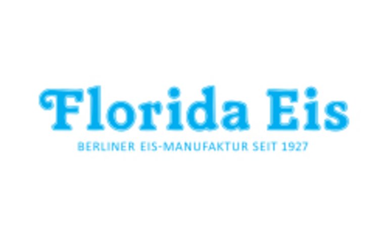 Logo Florida-Eis: Blaue Schrift auf weißem Hintergrund