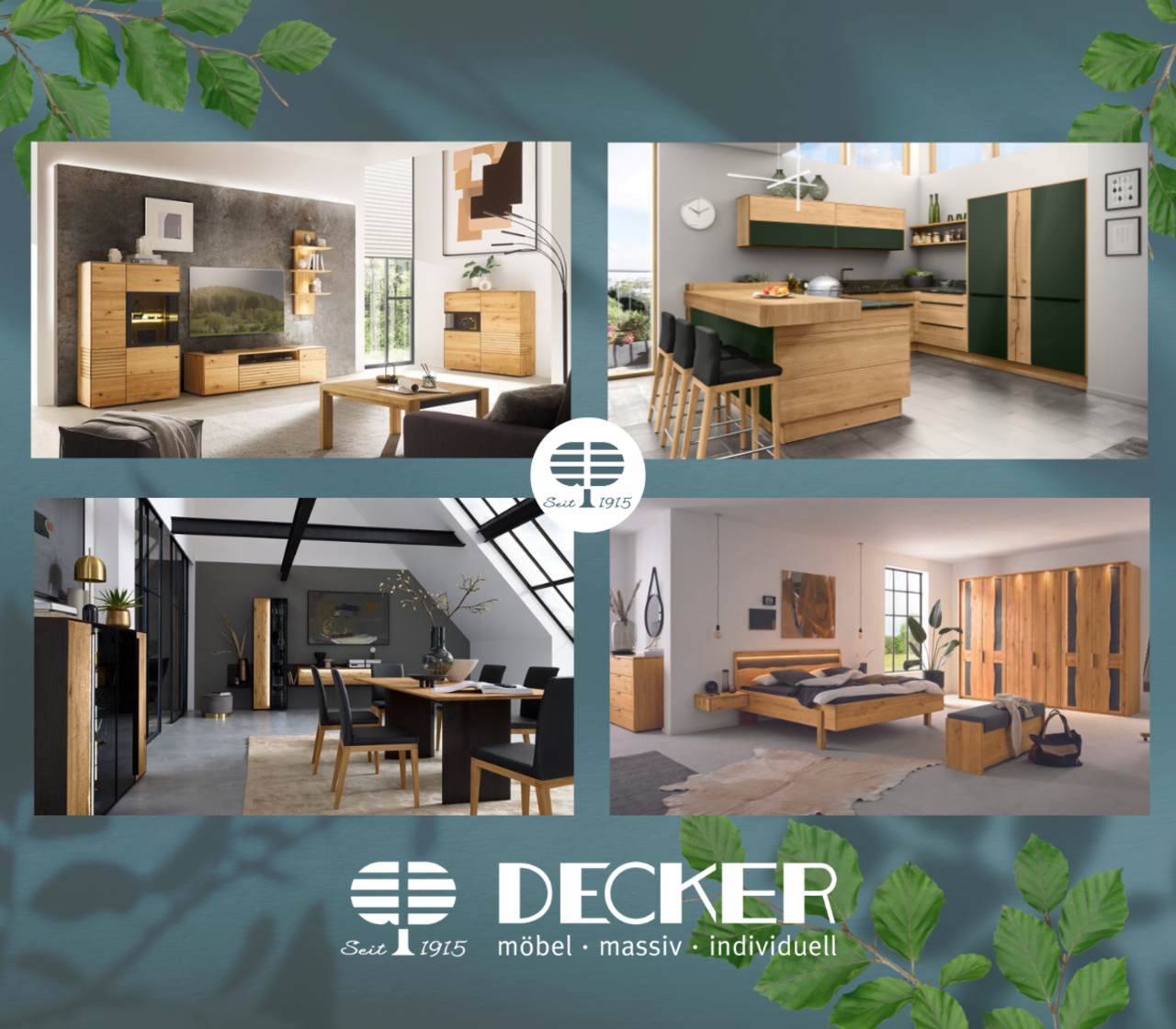 Fotos von Musterräumen eingerichtet mit Decker-Massivholzmöbel