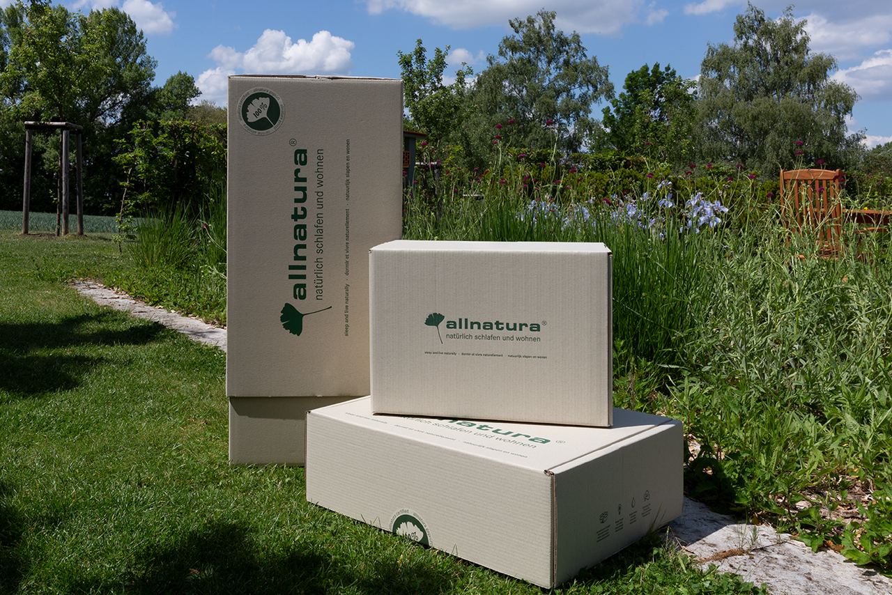 Foto von Versandkartons in einem Garten