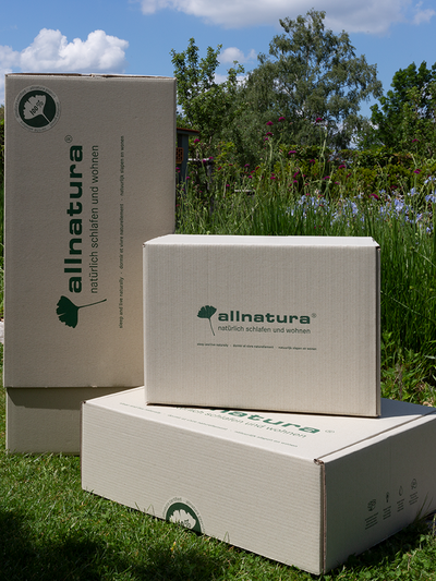 Foto von Versandkartons in einem Garten